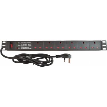 Network Cabinet 19" 1U 6 way PDU UK Plug